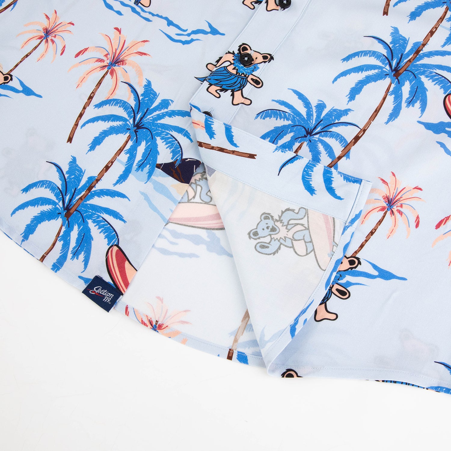 Grateful Dead Baby Blue Island Bear Relaxed Short Sleeve Button Down - Section 119