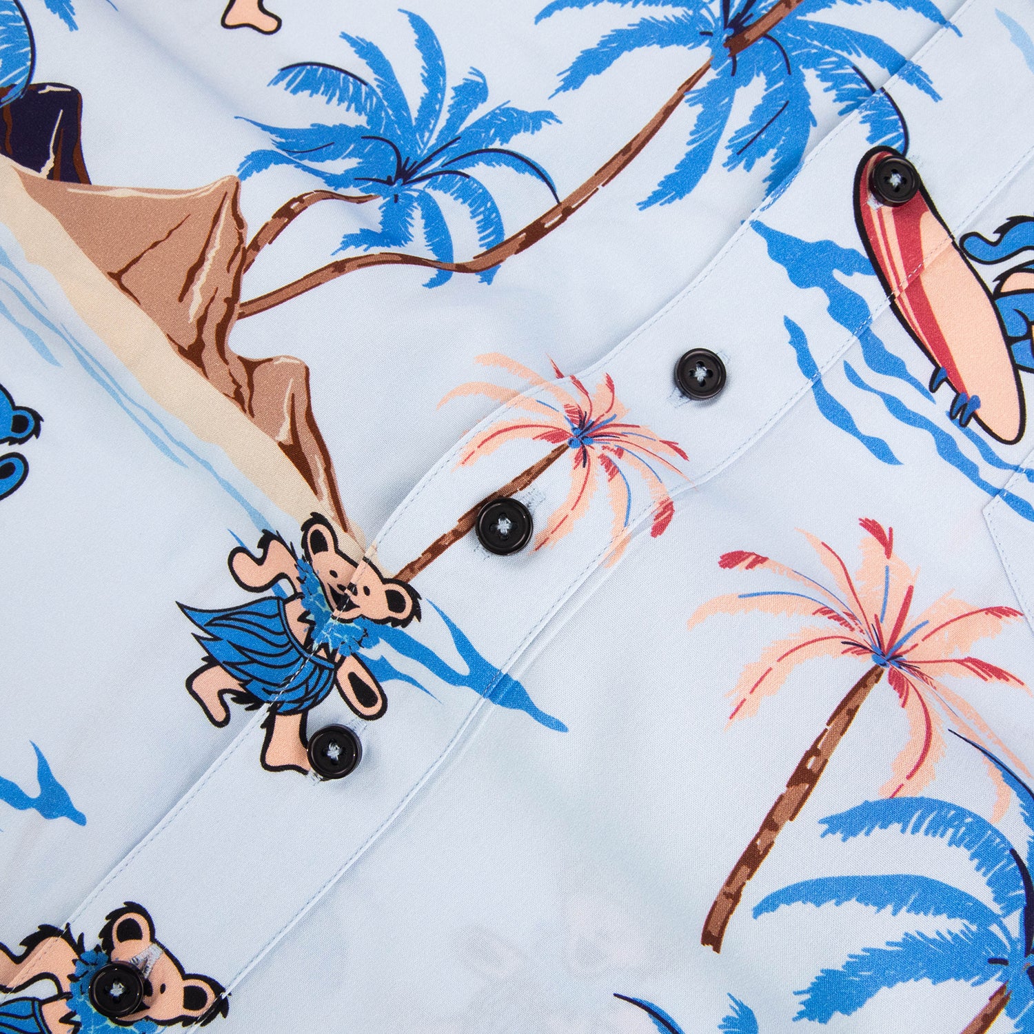 Grateful Dead Baby Blue Island Bear Relaxed Short Sleeve Button Down - Section 119