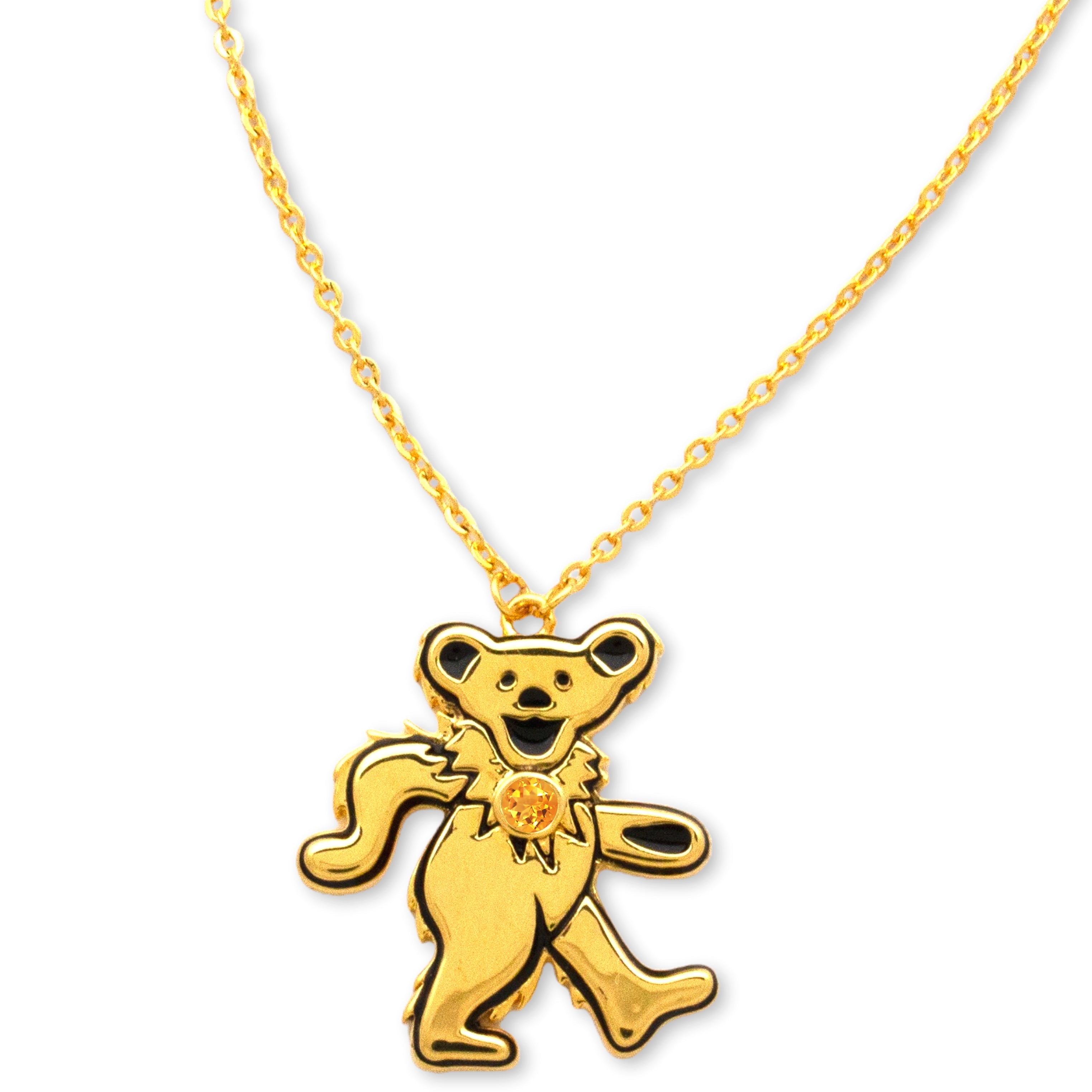 Dancing Bear Birthstone Necklace | Gold - Section 119
