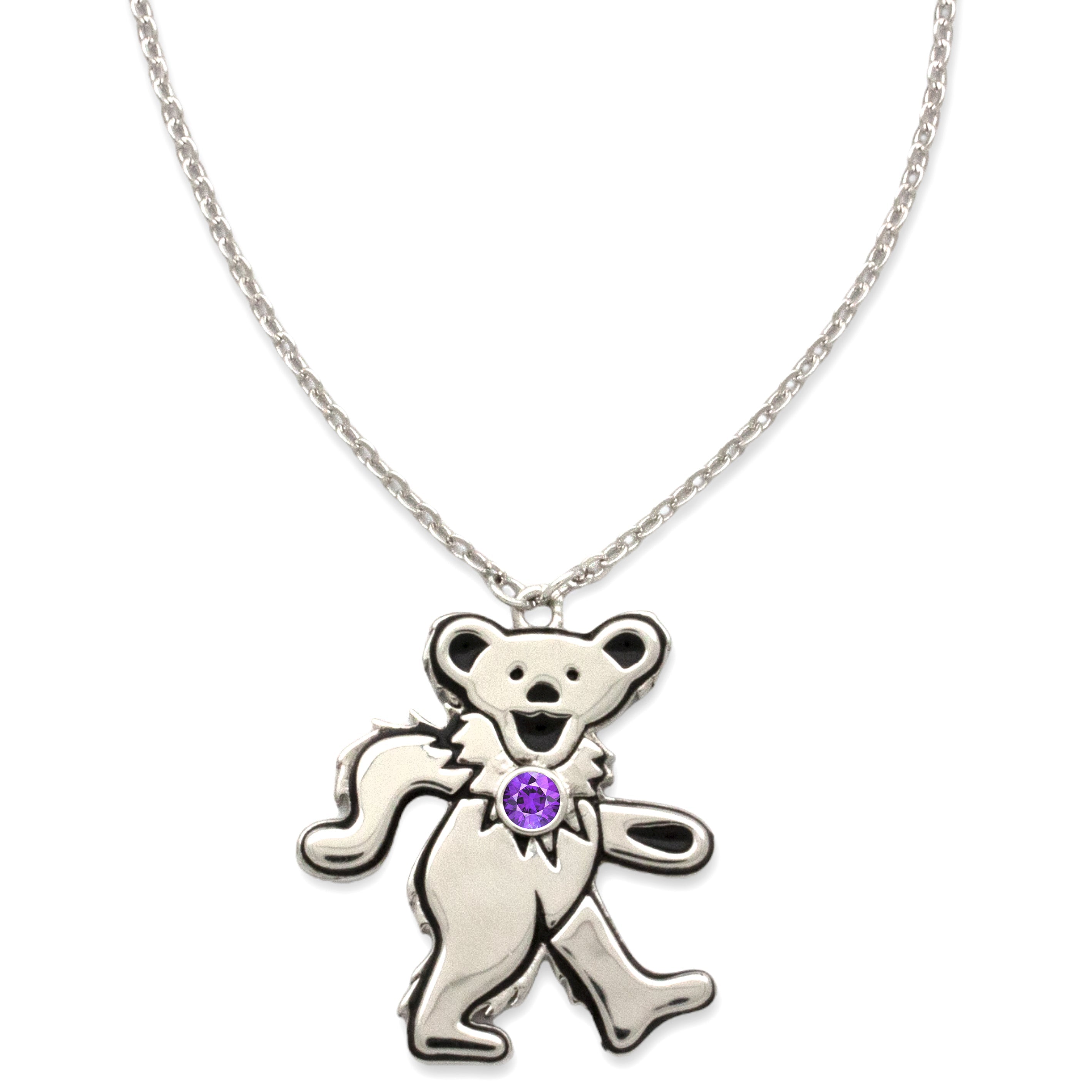 Dancing Bear Birthstone Necklace | Silver - Section 119