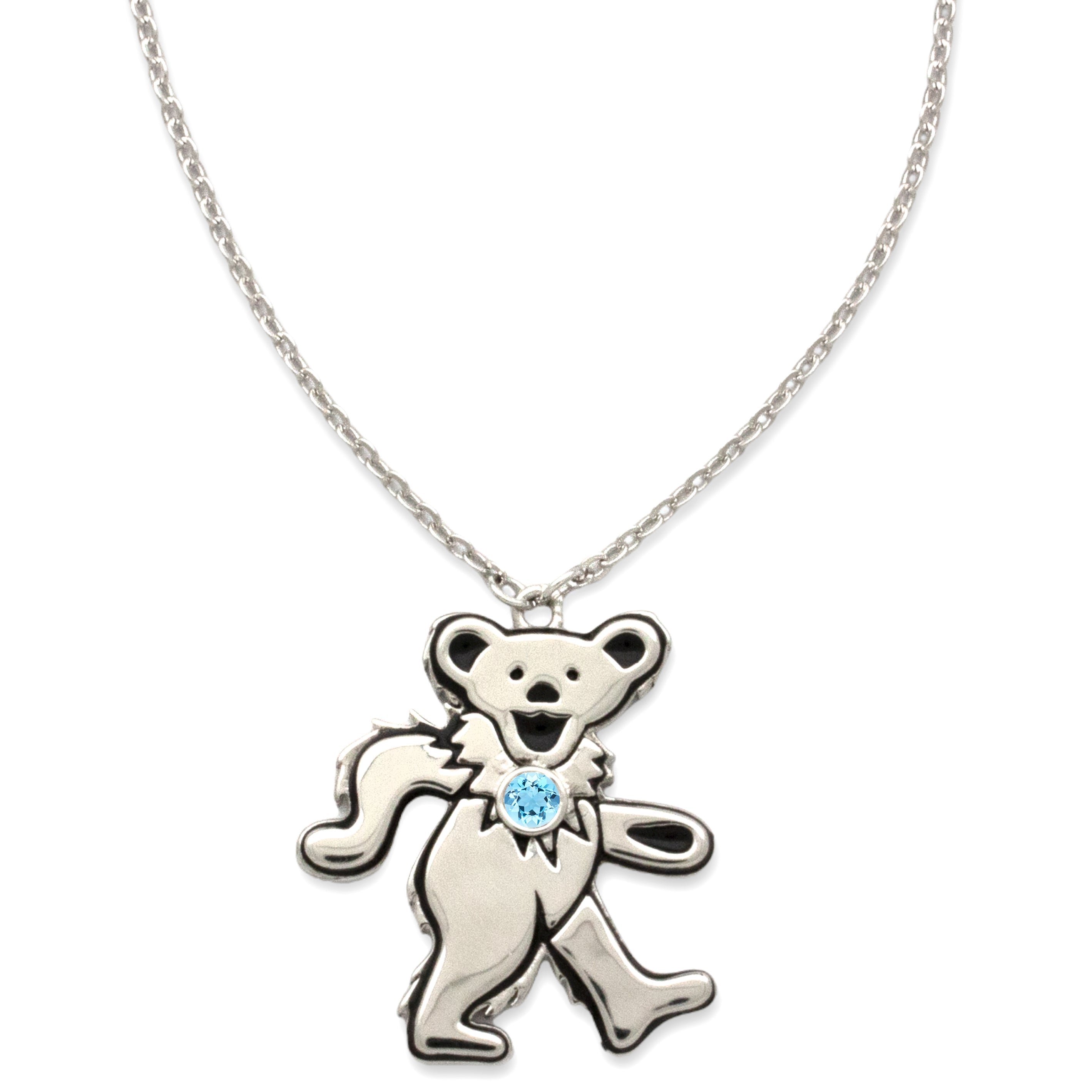 Dancing Bear Birthstone Necklace | Silver - Section 119