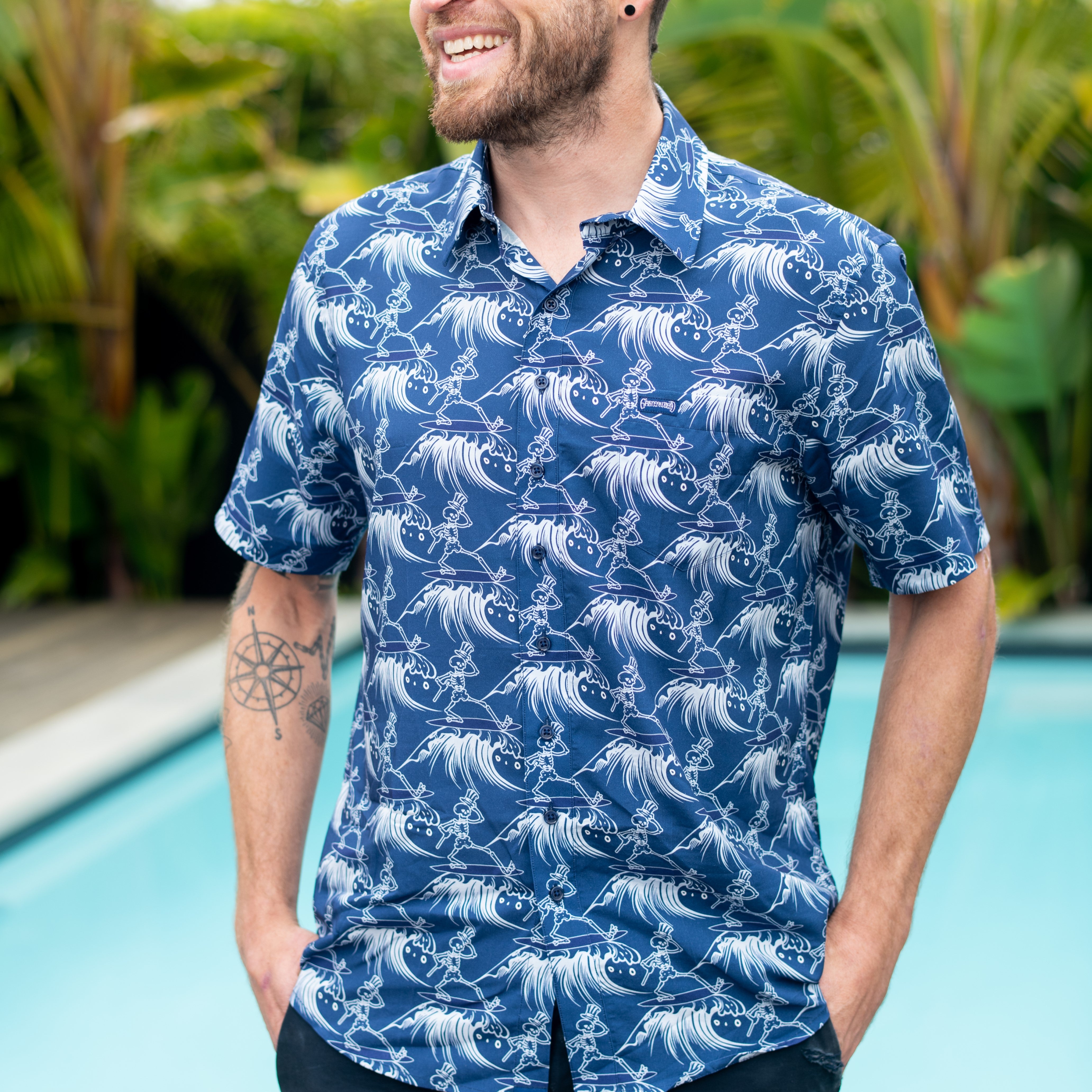 Grateful Dead SSBD Surfing Skeleton On Navy - Section 119