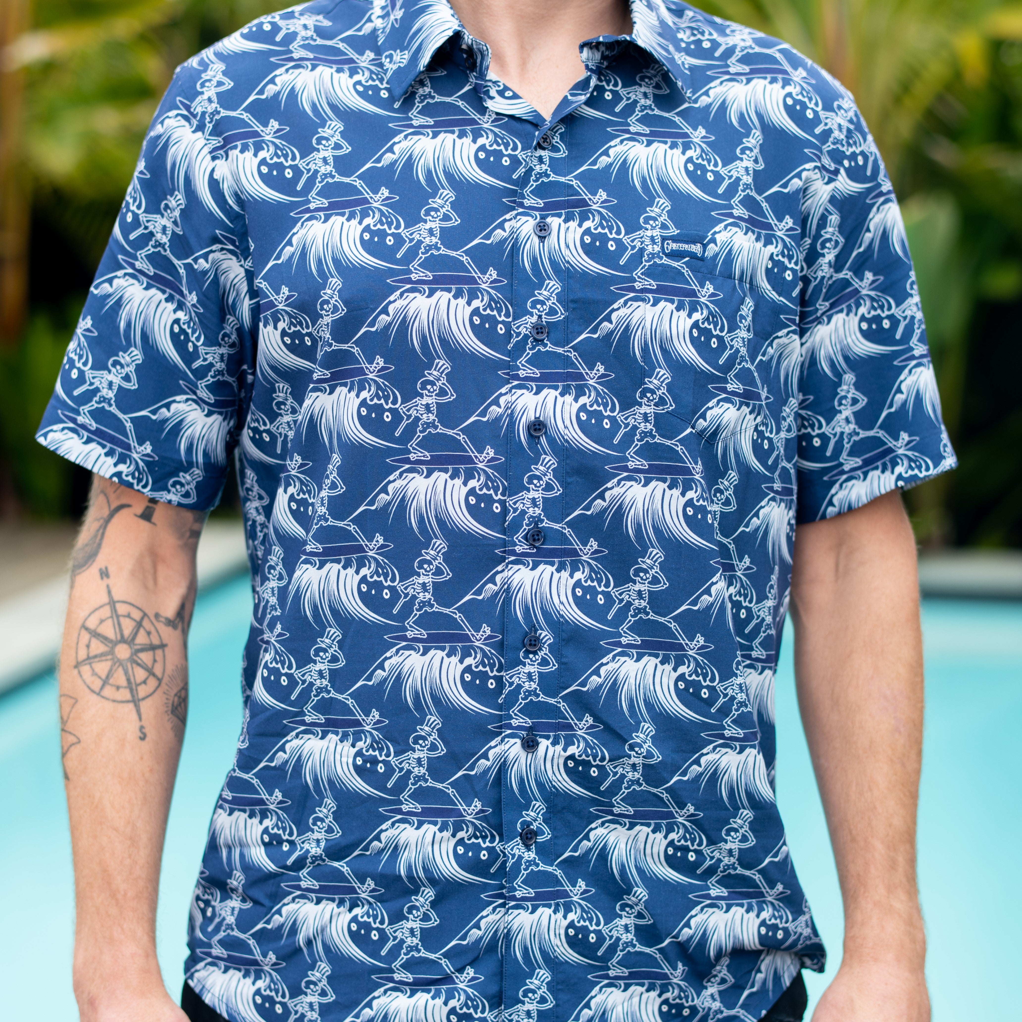 Grateful Dead SSBD Surfing Skeleton On Navy - Section 119