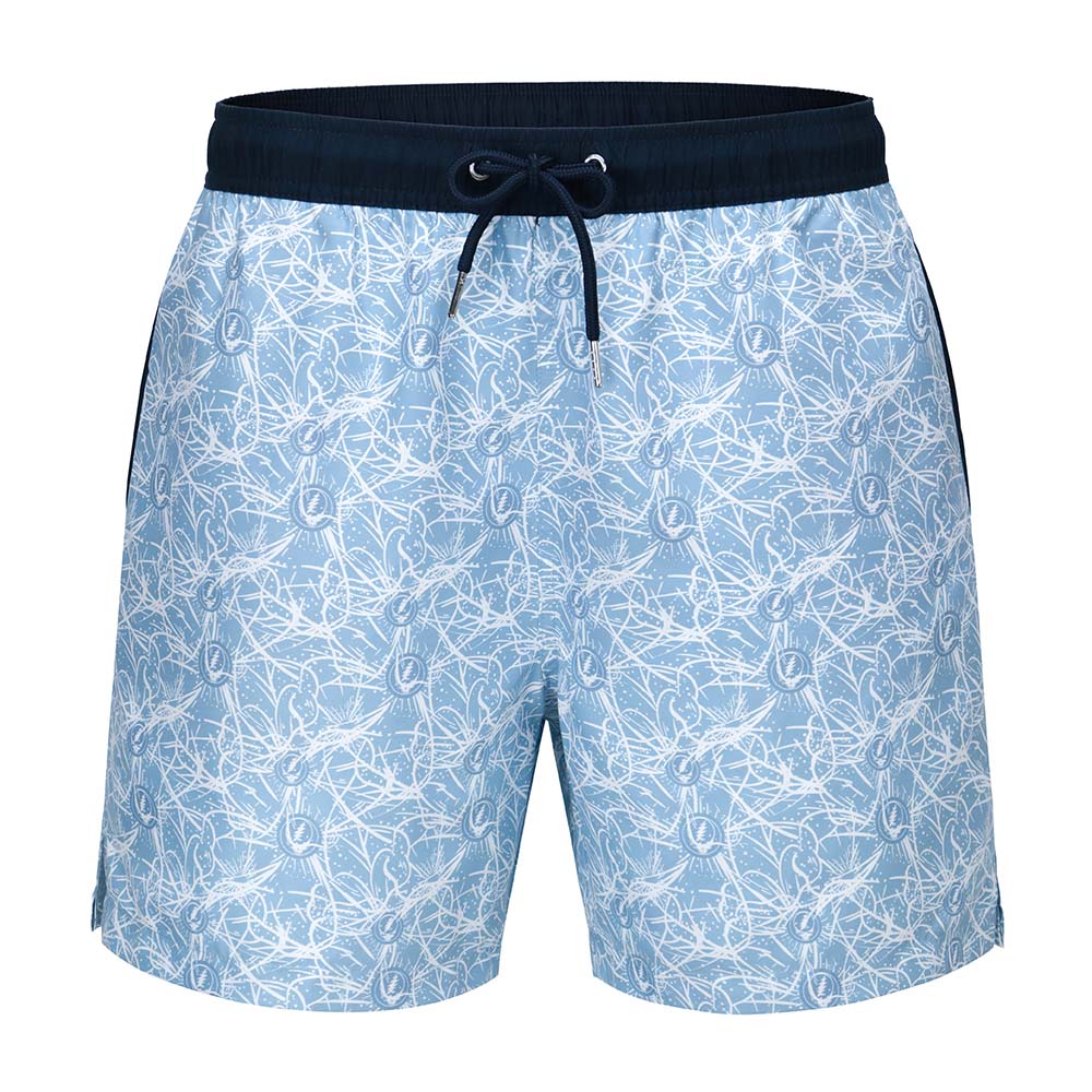 Grateful Dead Swim Trunk Light Blue Stealie Blossom - Section 119