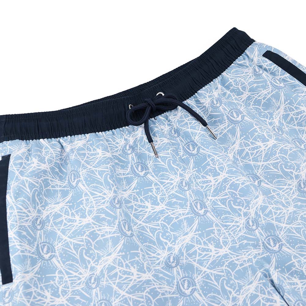 Grateful Dead Swim Trunk Light Blue Stealie Blossom - Section 119