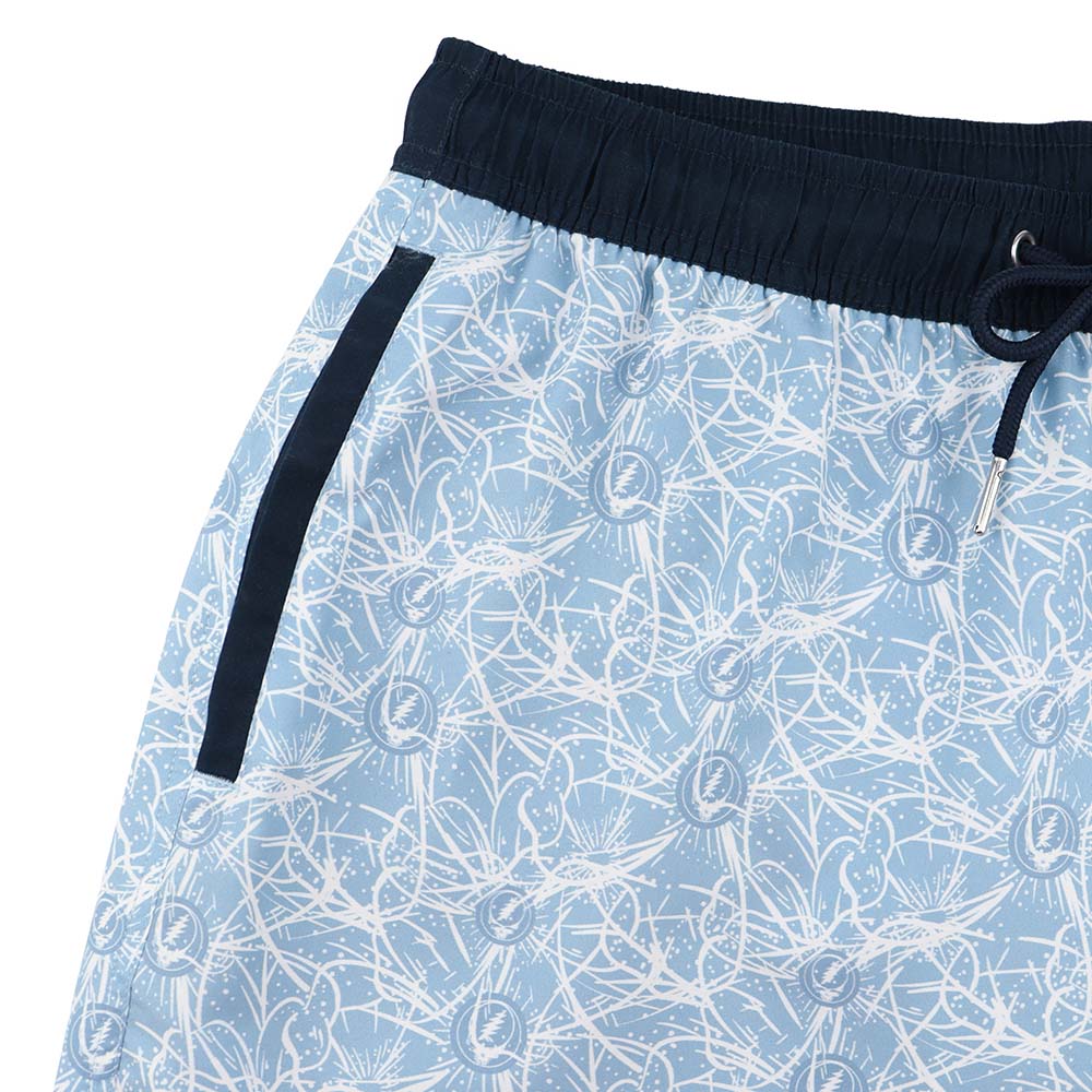 Grateful Dead Swim Trunk Light Blue Stealie Blossom - Section 119