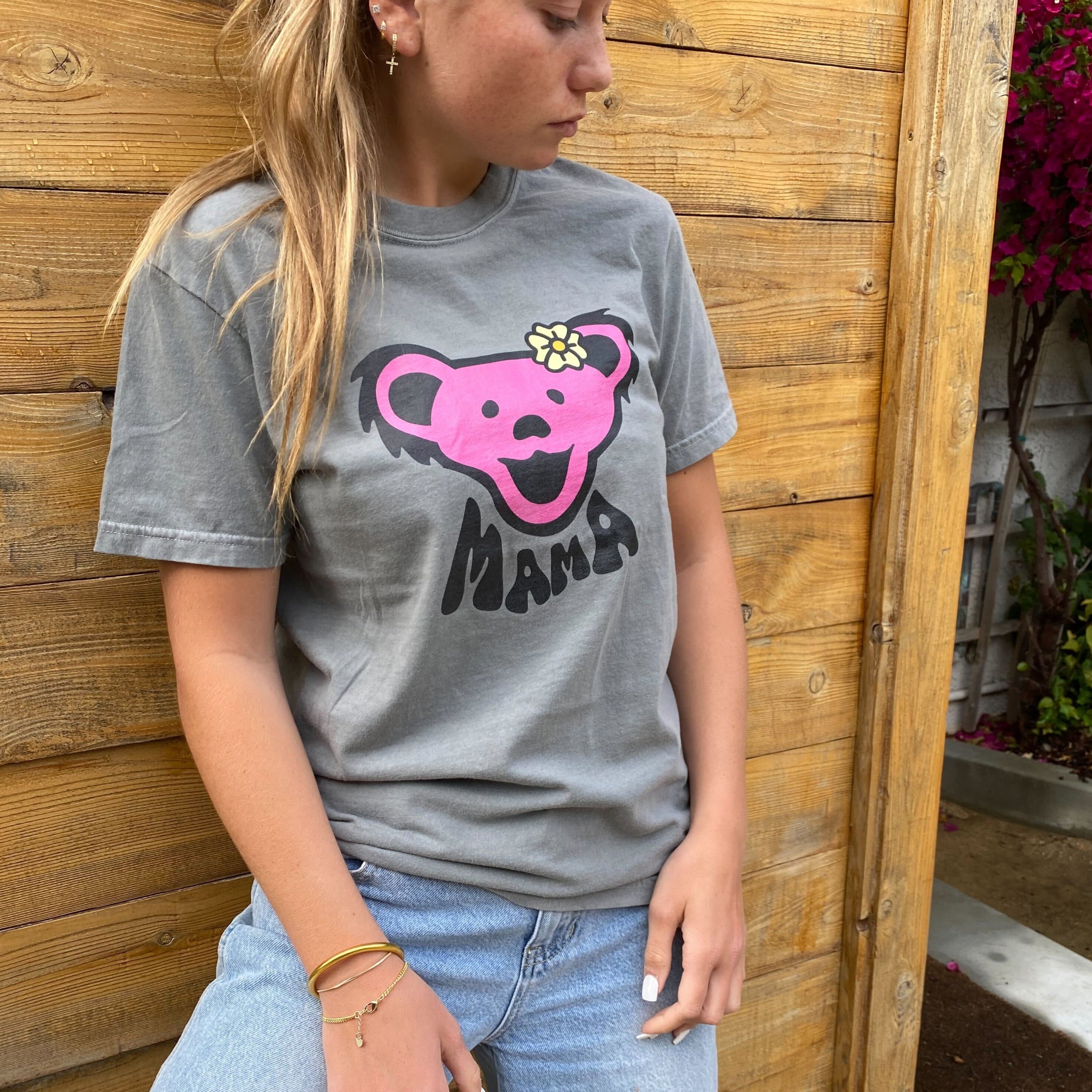 Grateful Dead | Pigment Dye Oversize Cotton Tee | Grey Mama Bear - Section 119