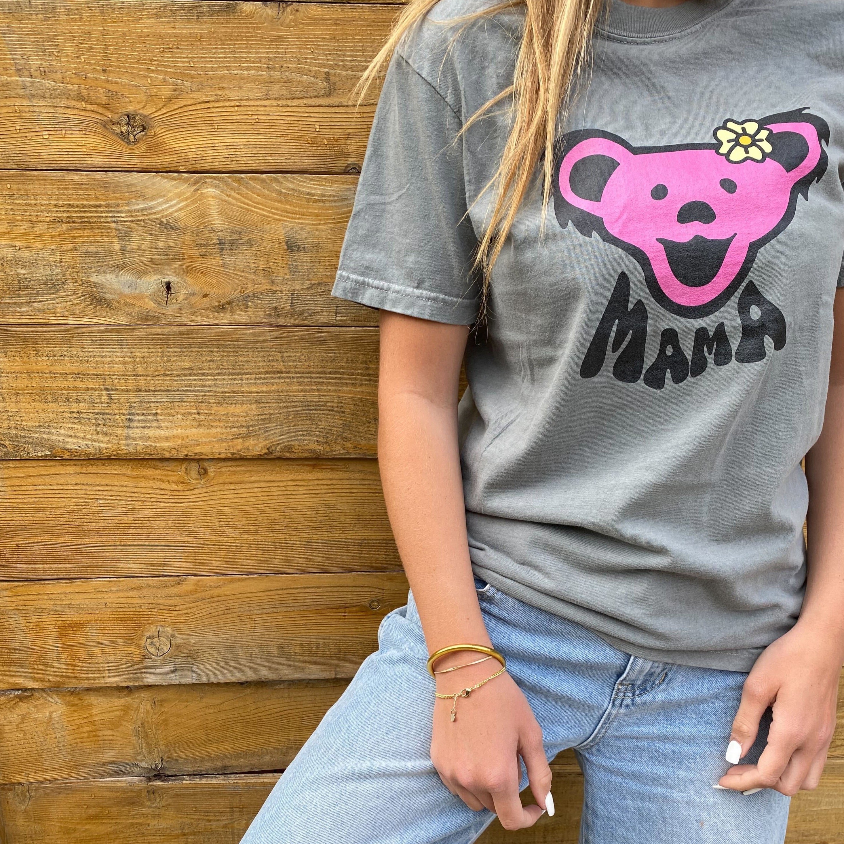 Grateful Dead | Pigment Dye Oversize Cotton Tee | Grey Mama Bear - Section 119