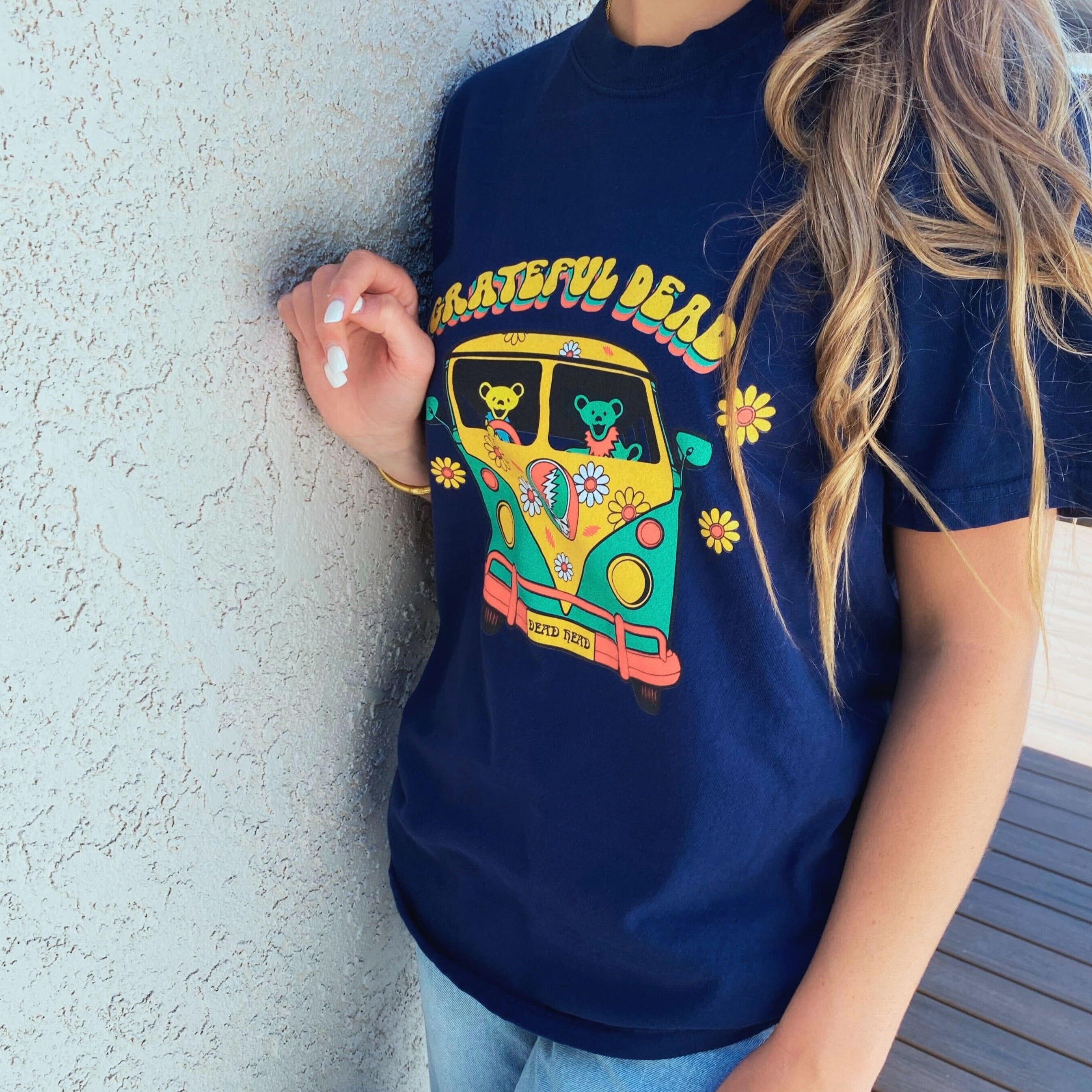 Grateful Dead | Pigment Dye Oversize Cotton Tee | Get On The Bus Womens Tee - Section 119