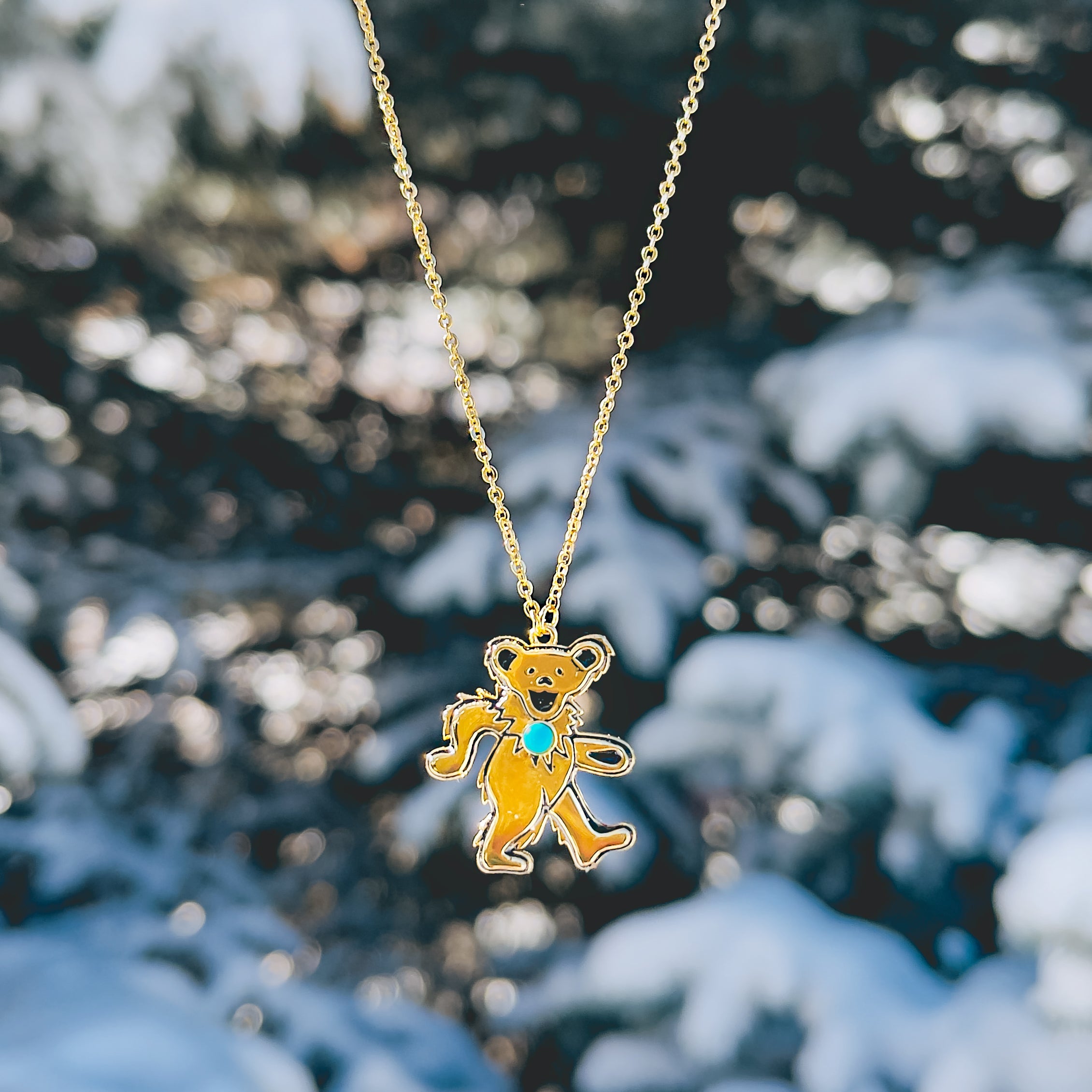 Dancing Bear Birthstone Necklace | Gold - Section 119