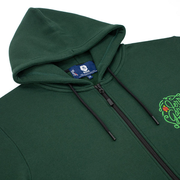 Jerry Garcia Zip Up Hoodie Vines and Roses in Green Section 119