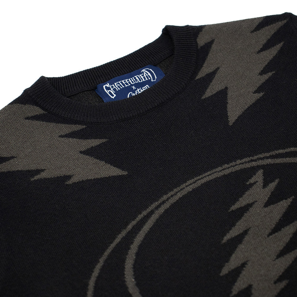 Premium Grateful Dead Women's Fitted Stealie And Bolt Sweater - Section 119