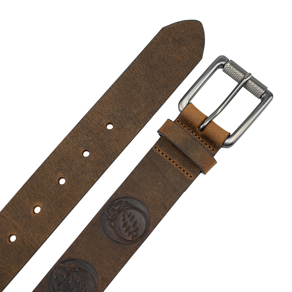 Grateful Dead Premium Leather Belt Embossed Stealie - Section 119