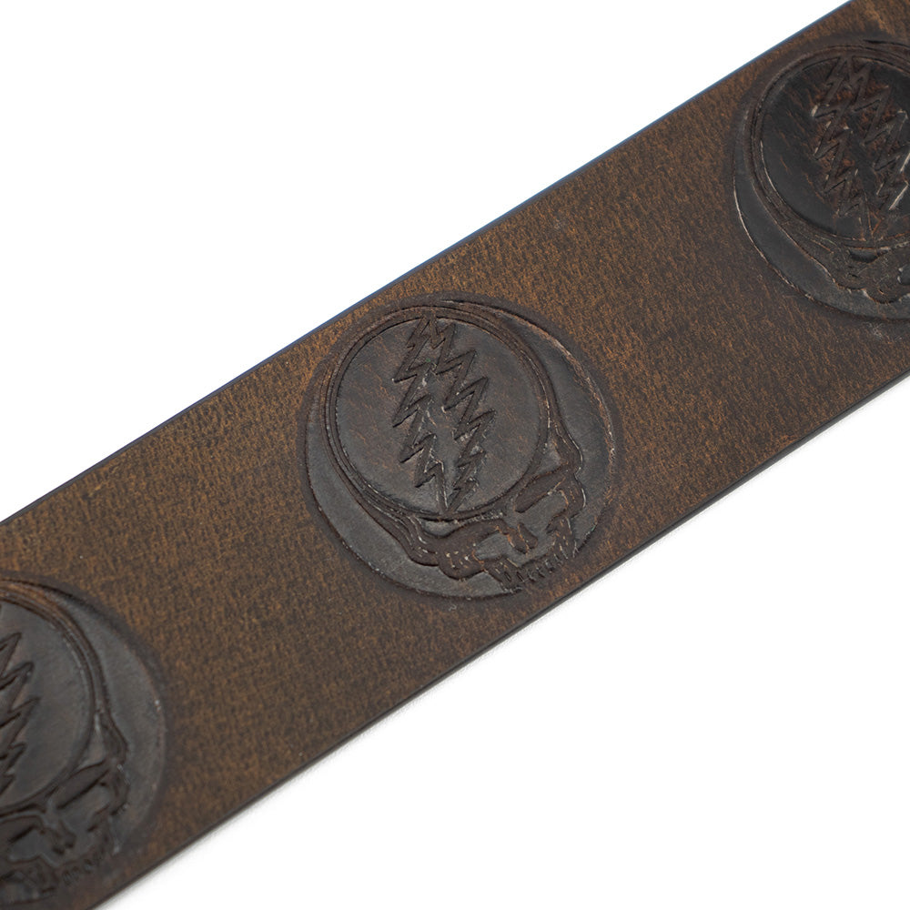 Grateful Dead Premium Leather Belt Embossed Stealie - Section 119