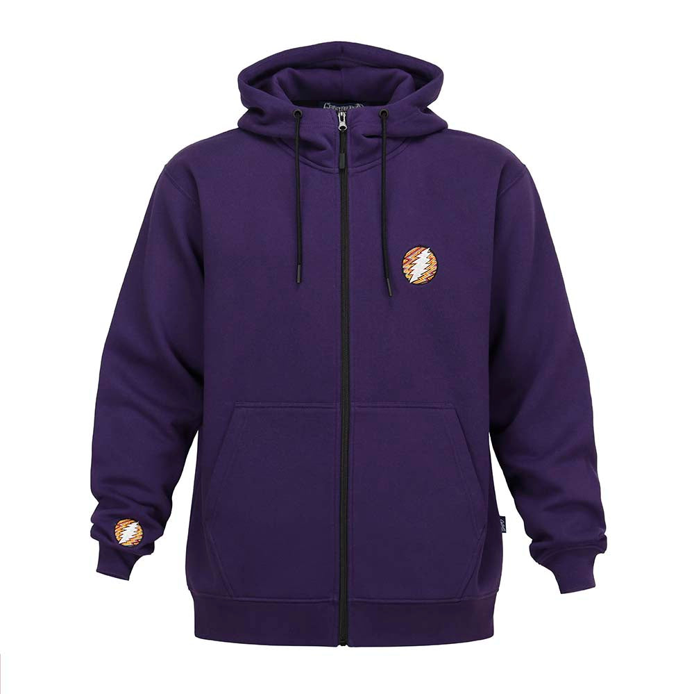 Grateful Dead Zip-Up Hoodie Purple with Rainbow Bolt - Section 119