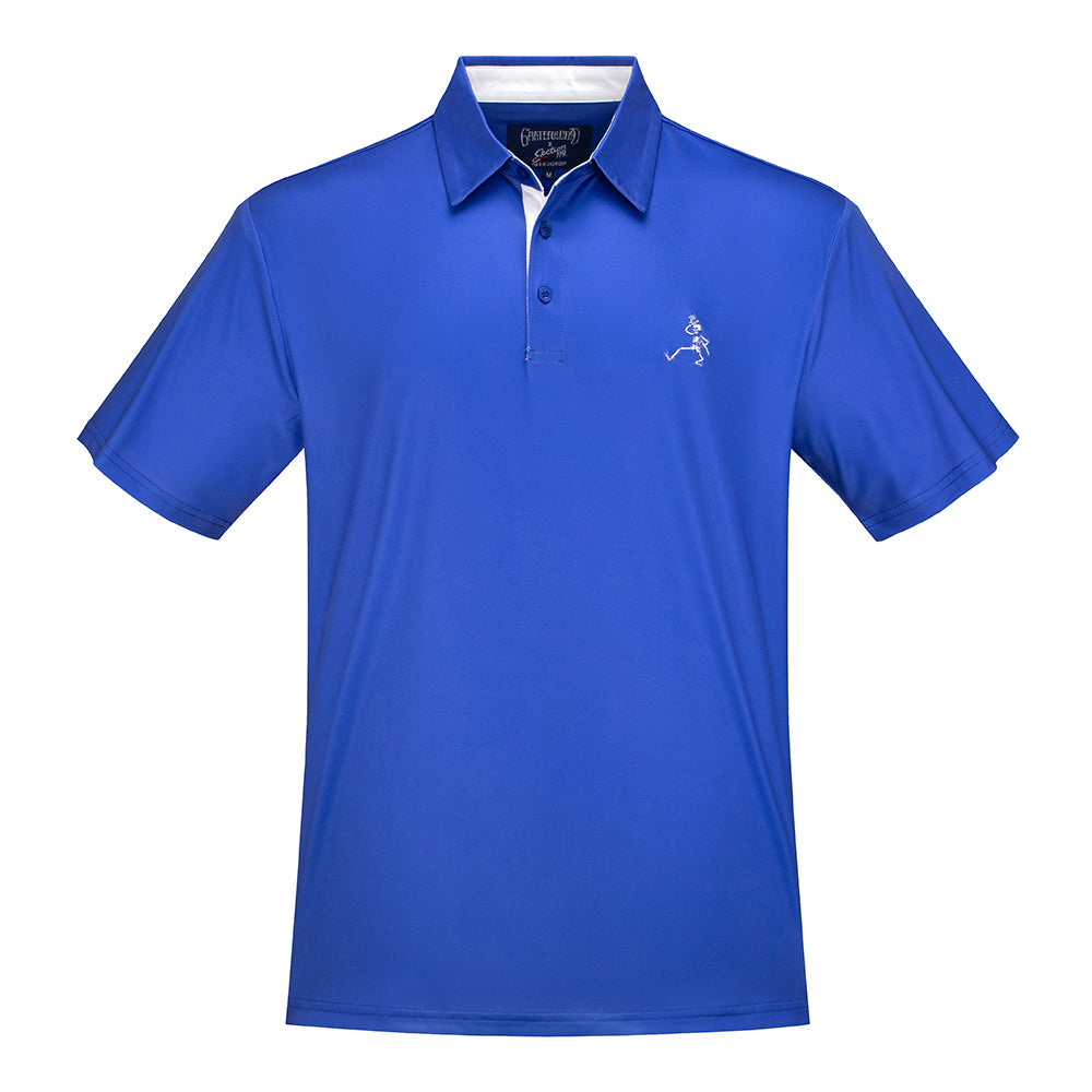 Grateful Dead Performance Polo White Skeleton and Royal Blue - Section 119