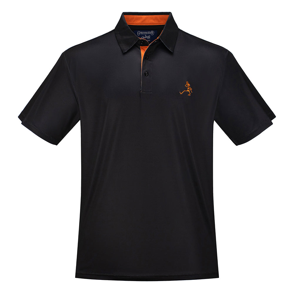 Grateful Dead Performance Polo Orange Skeleton and Black - Section 119