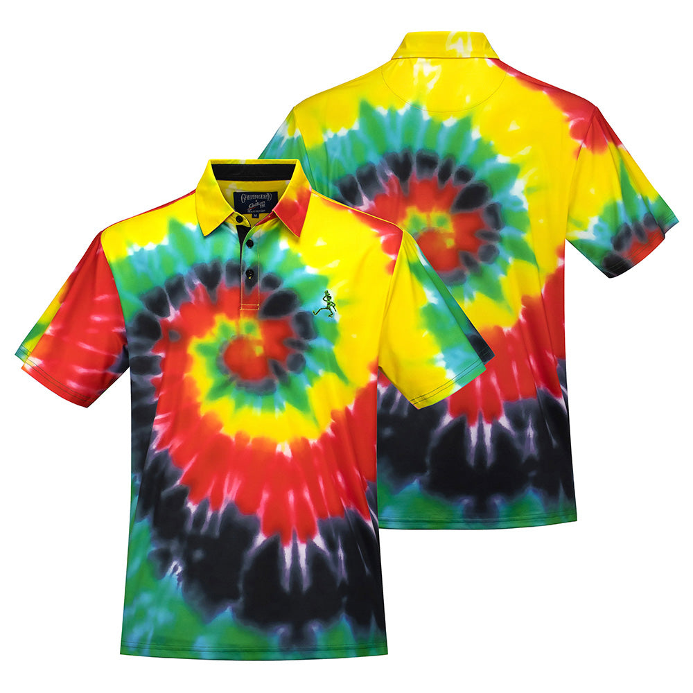 Grateful Dead Performance Polo Tie-dye Red, Green & Yellow - Section 119