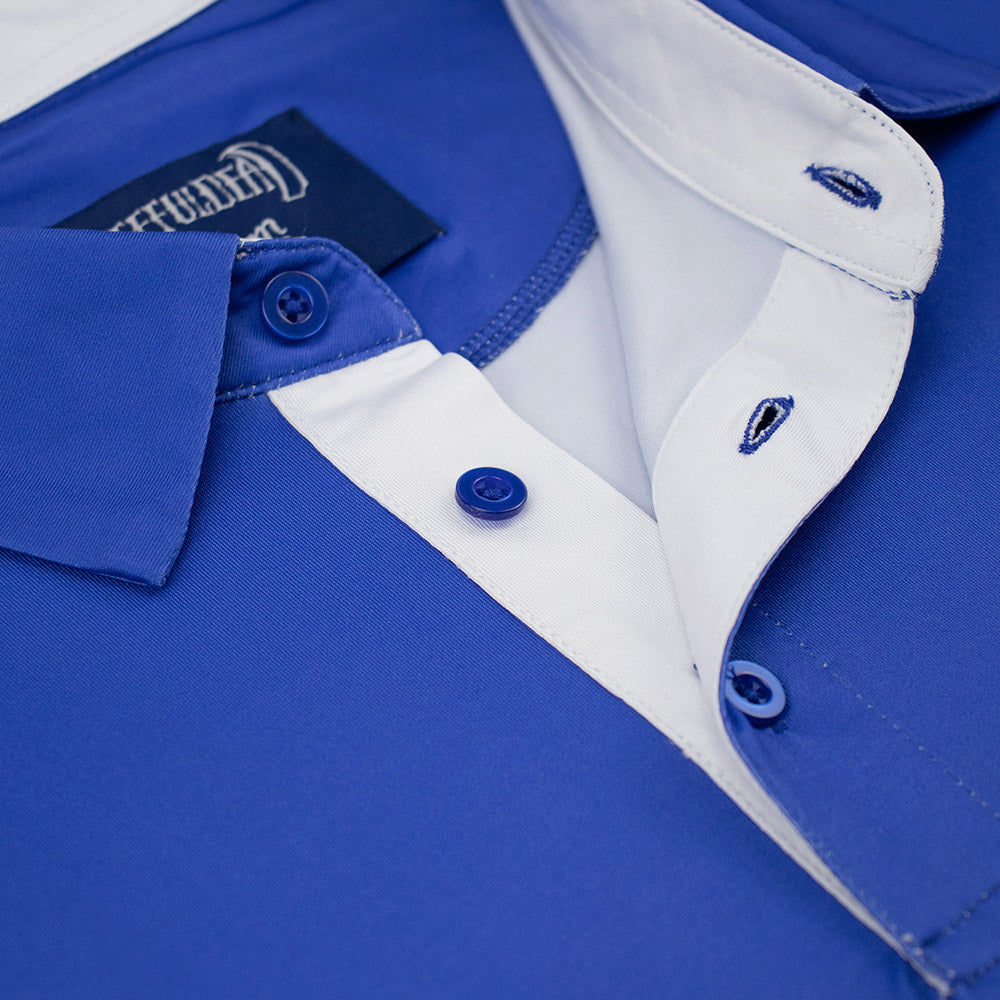 Grateful Dead Performance Polo White Skeleton and Royal Blue - Section 119