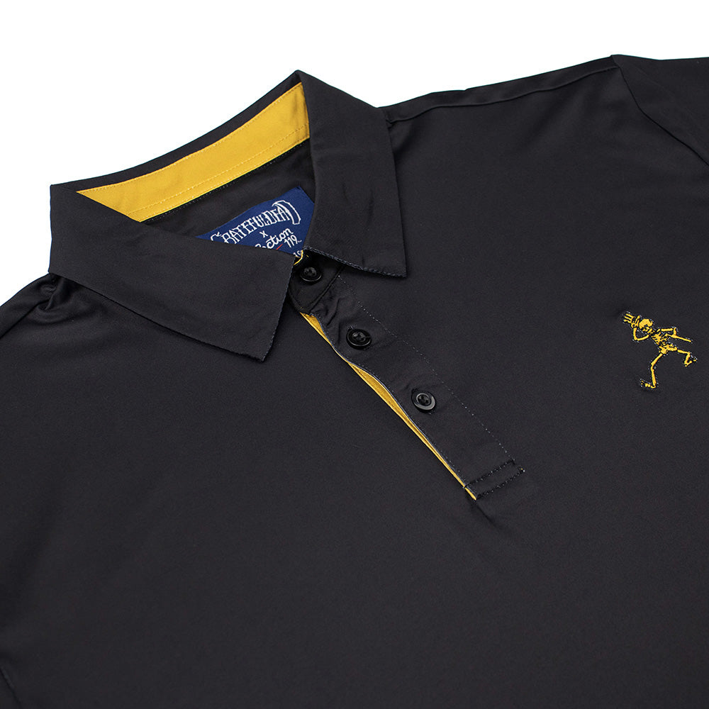 Grateful Dead Performance Polo Gold Skeleton and Black - Section 119