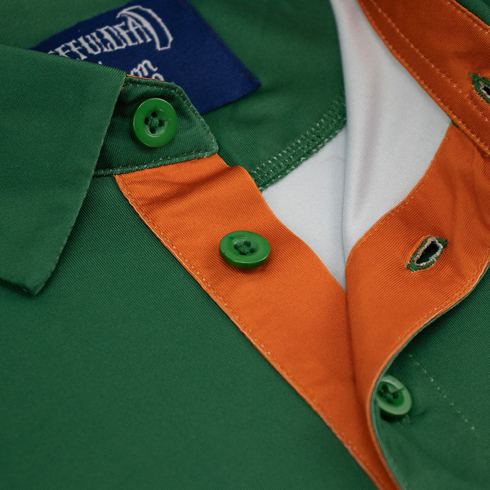 Grateful Dead Performance Polo Green with Orange Stealie - Section 119