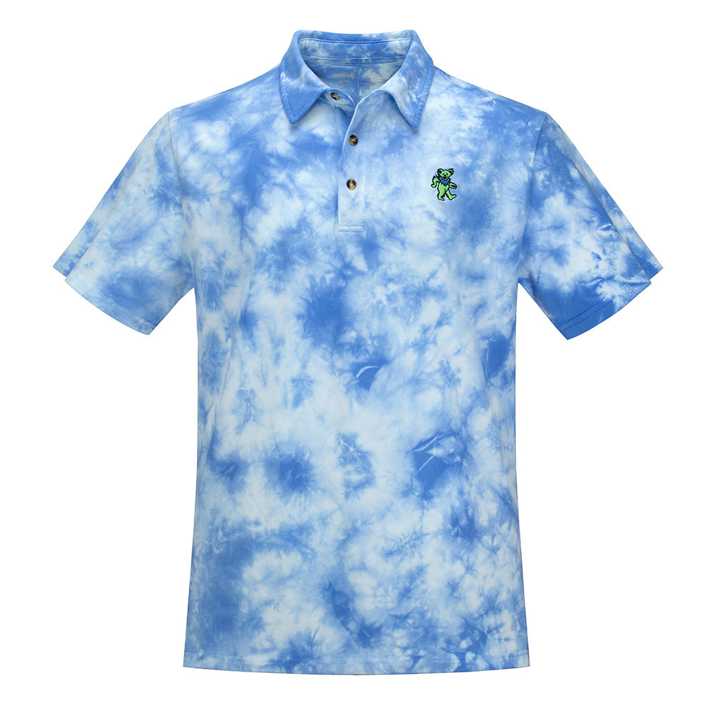 GD Cotton Polo Green Bear in Blue Tie Dye - Section 119