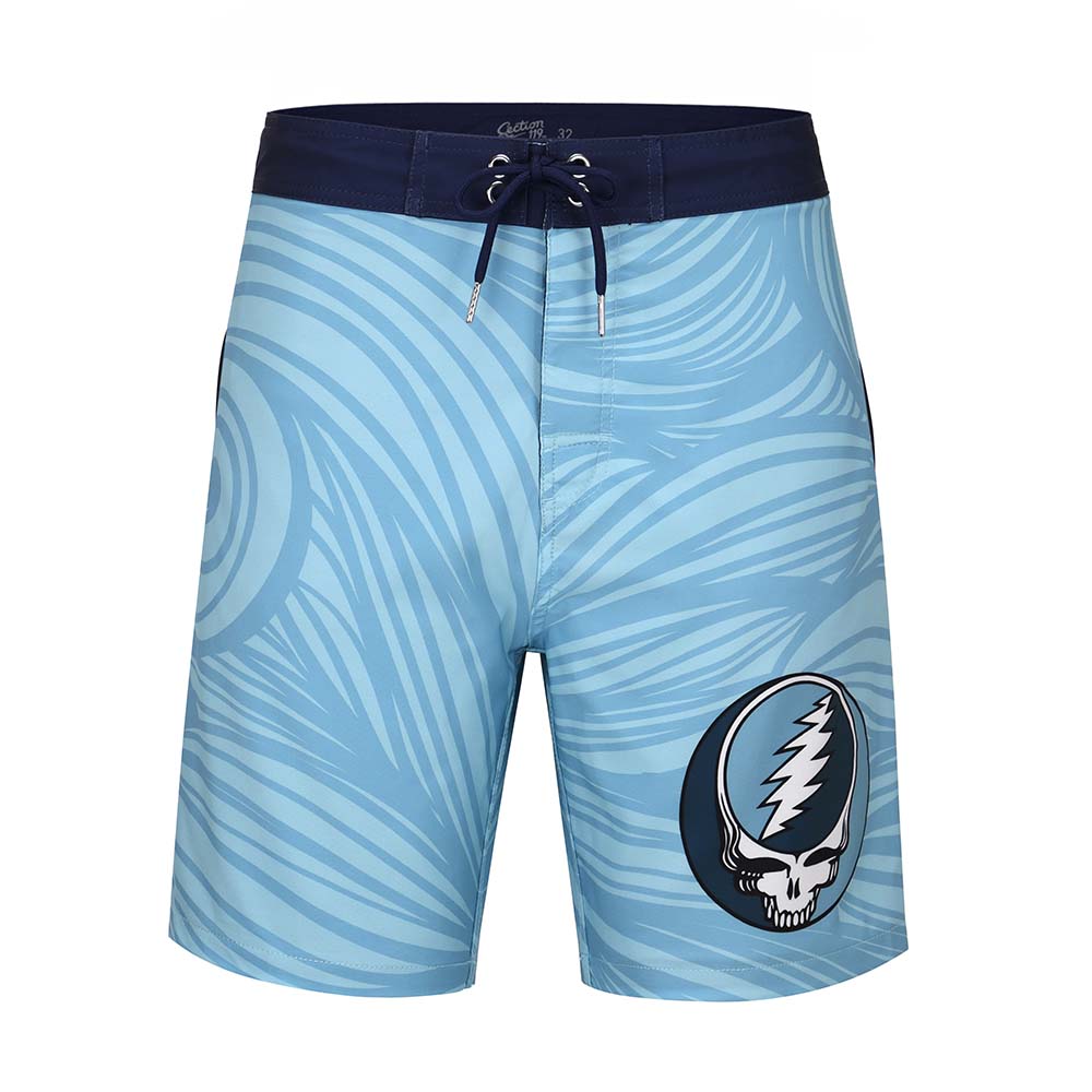Grateful Dead Hybrid Board Shorts Blue Spiral Steal Your Face - Section 119