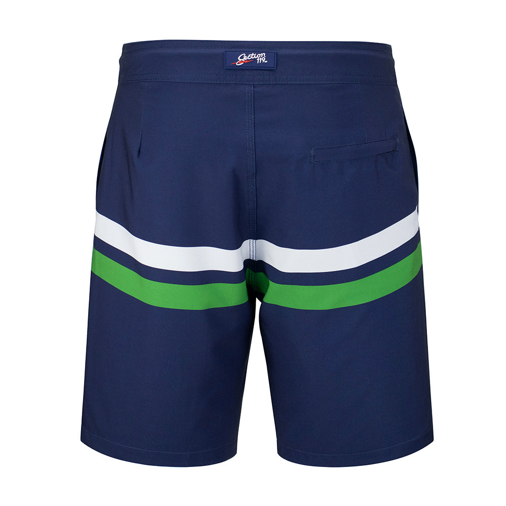 Grateful Dead Board Shorts Navy Turtle with White and Green Stripes - Section 119