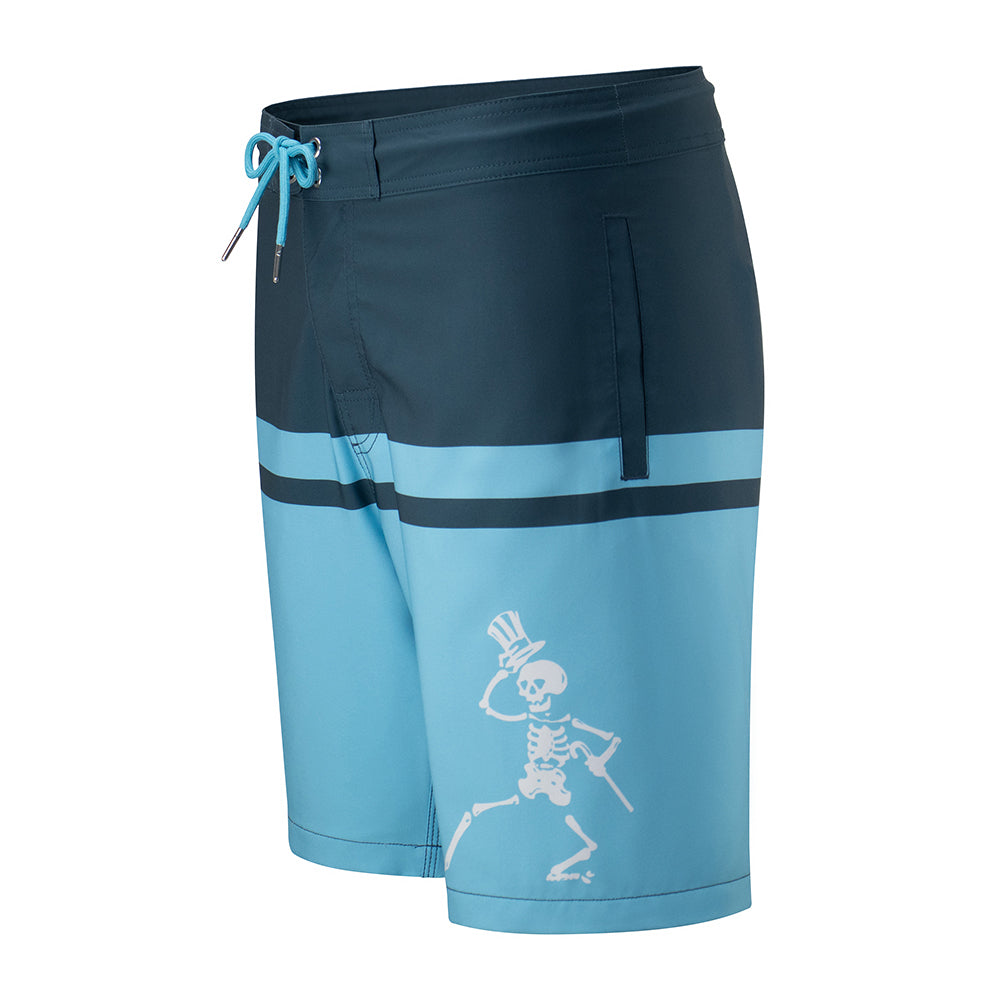 Grateful Dead Board Shorts Skeleton in Teal Stripe - Section 119