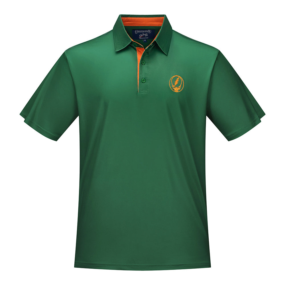 Grateful Dead | Game Day Performance Polo | Green with Orange Stealie - Section 119