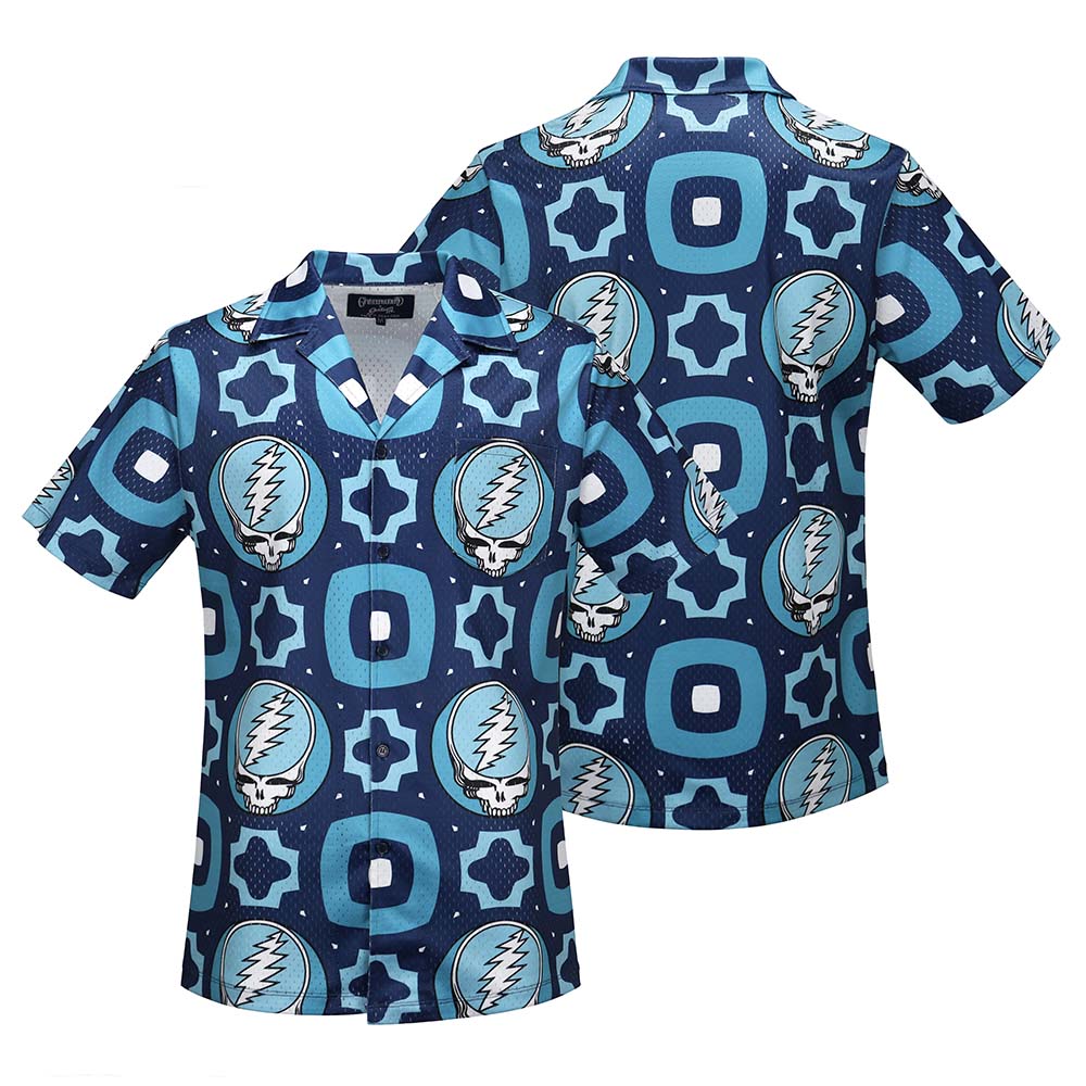 Grateful Dead Steal Your Face Navy and Teal Mesh Shirt - Section 119