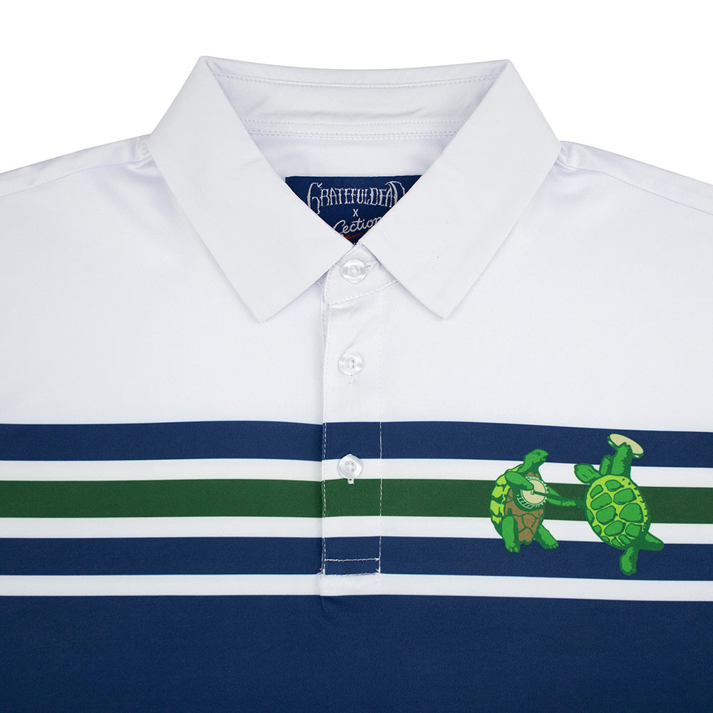 Grateful Dead | Performance Polo | Turtles on Navy and Green Stripes - Section 119