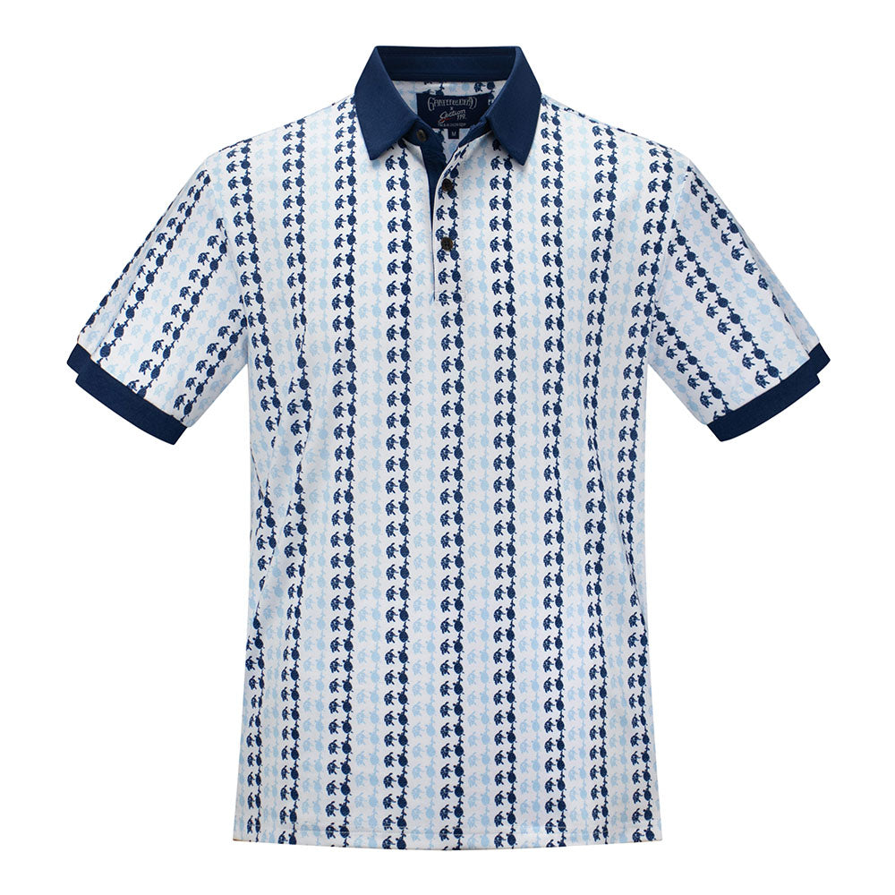 Grateful Dead | Performance Polo | All over Turtles in White and Blue - Section 119