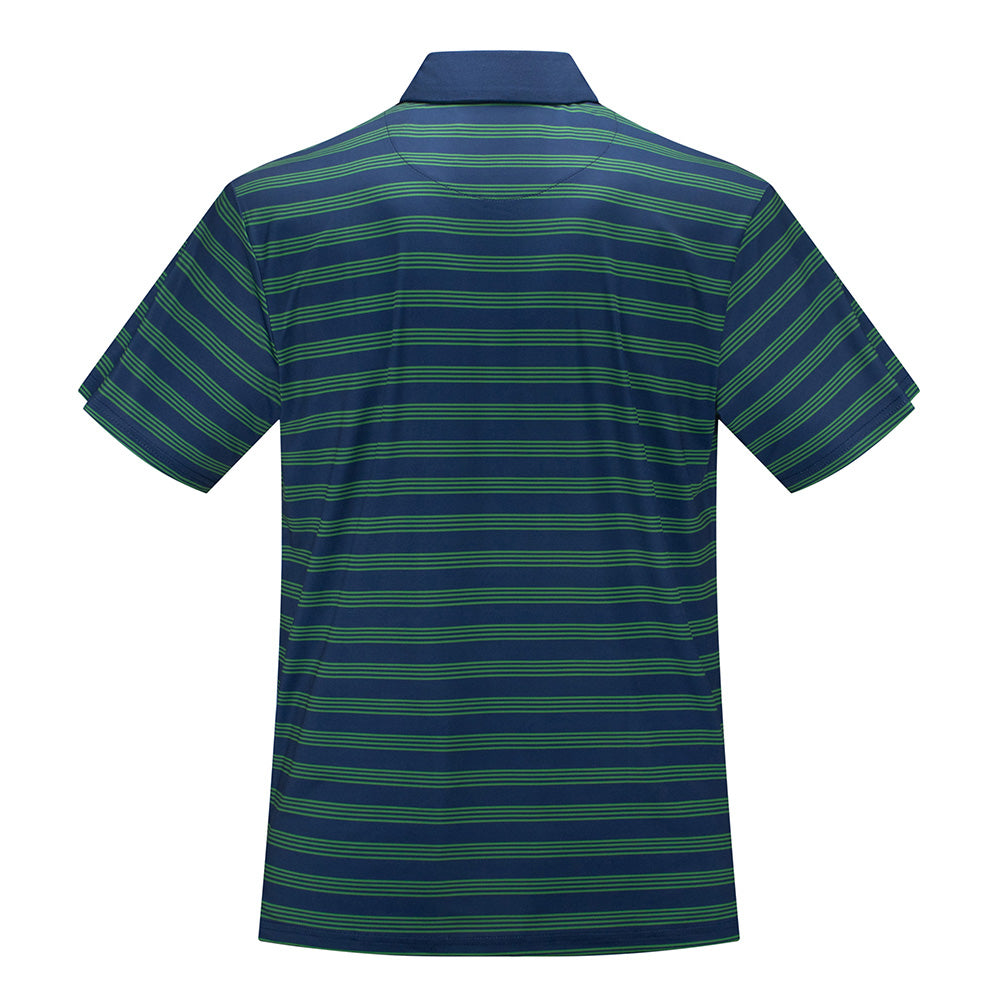 Grateful Dead | Performance Polo | Navy and Green Turtles in All Over Stripes - Section 119