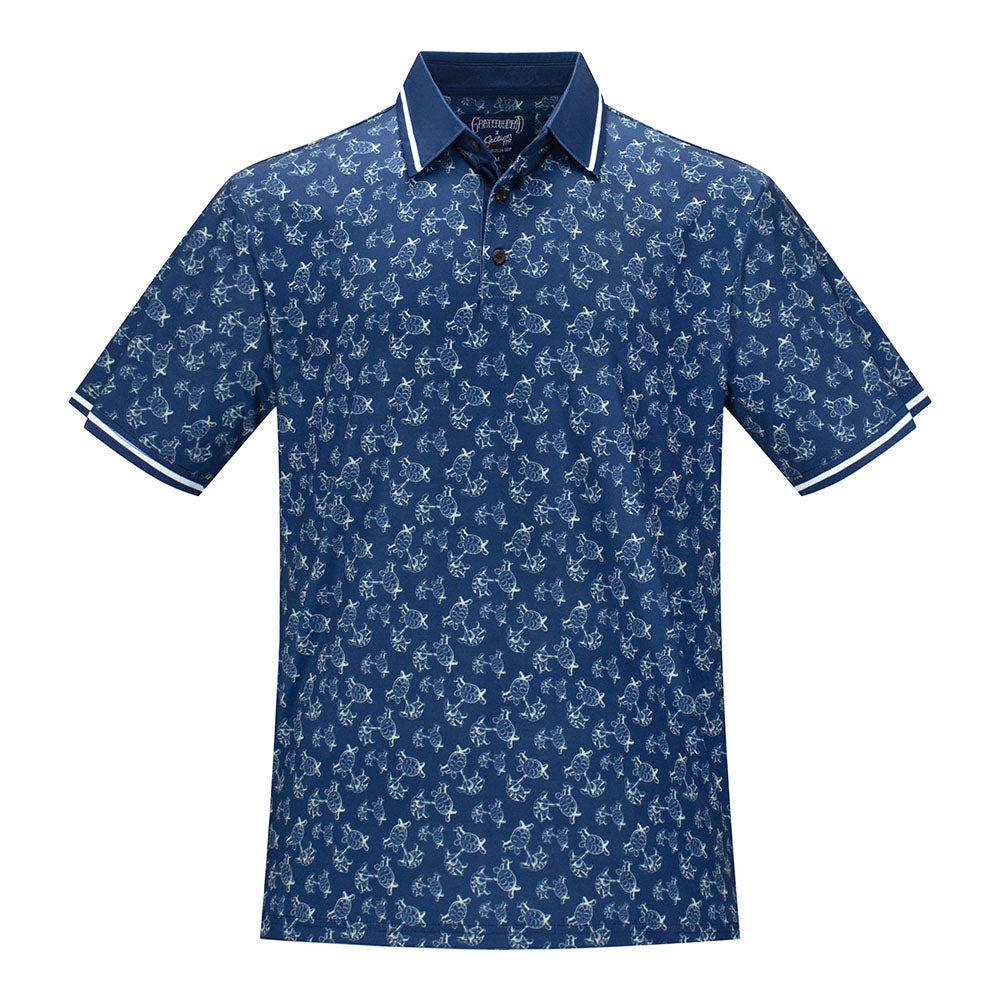 Grateful Dead Performance Polo All over Turtles in Navy - Section 119