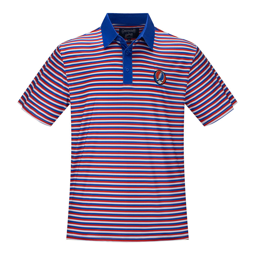 GD Dry Fit Polo Stealie in Red White and Blue Stripes All over - Section 119