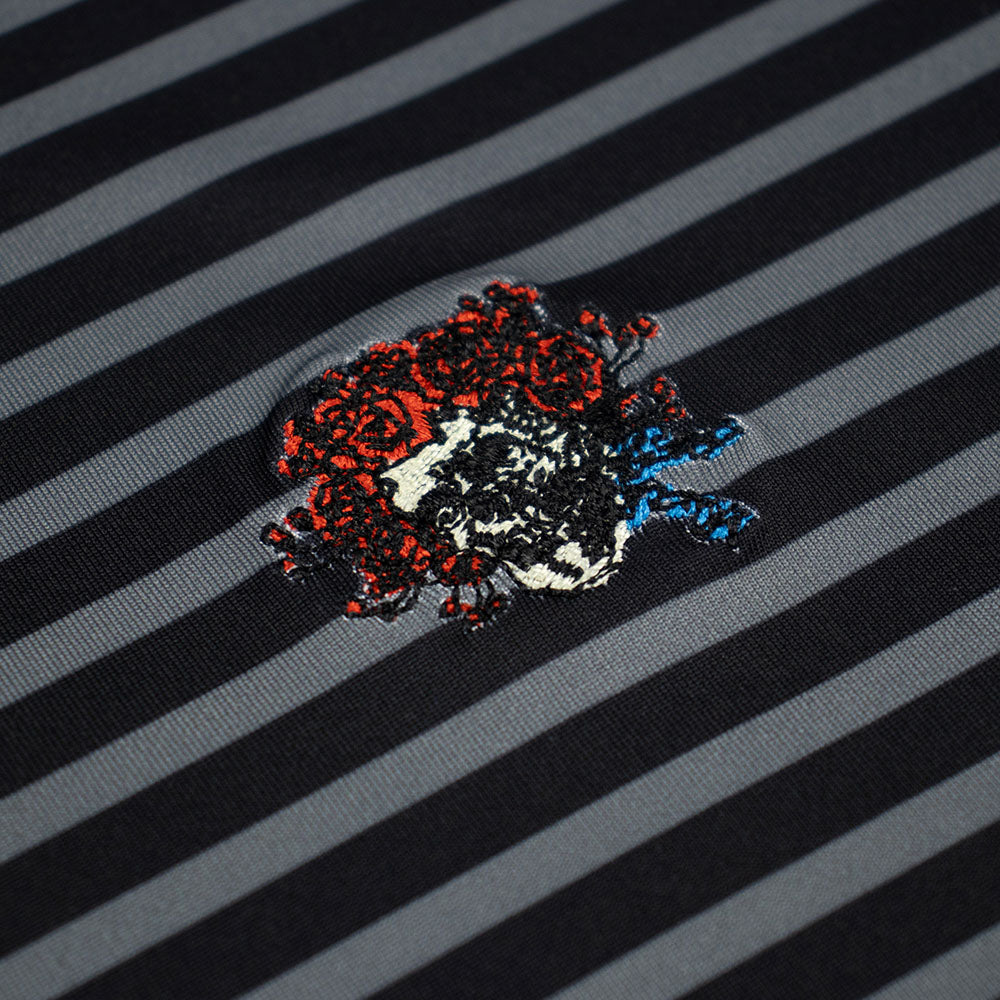 Grateful Dead Performance Polo Bertha in Grey and Black Stripes Bertha - Section 119