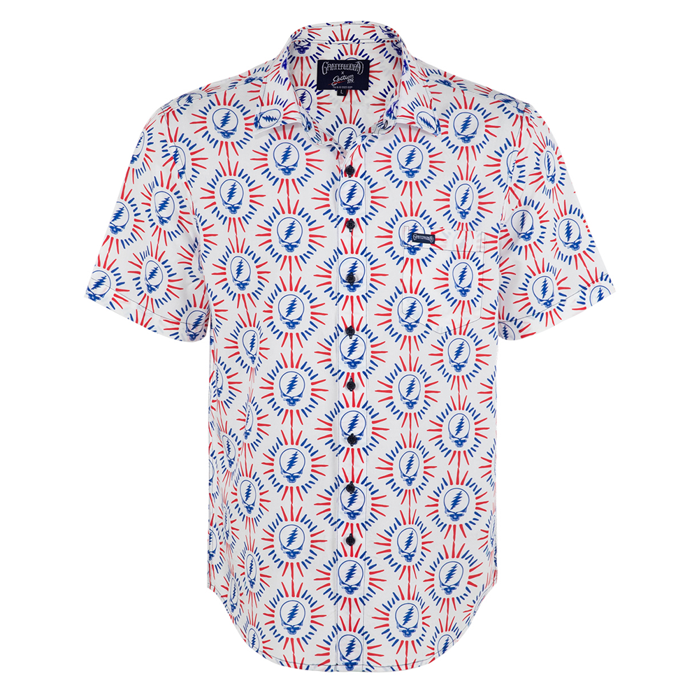 Grateful Dead Steal Your Face Relaxed Short Sleeve Button Down - Section 119