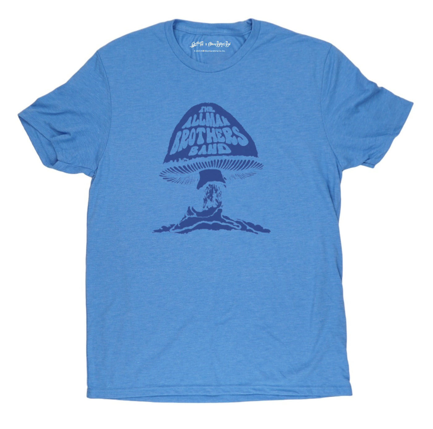 Allman Brothers Band  | Eco Friendly Tee | Blue Mushroom on Blue - Section 119