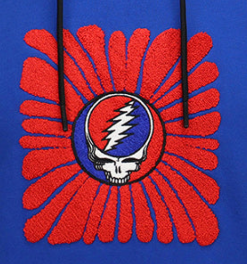 Women's Grateful Dead Chenille Embroidery Sun Stealie In Red And Royal Blue - Section 119