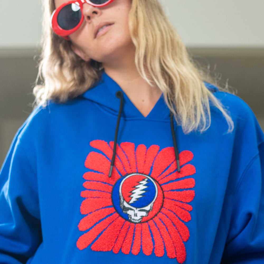Women's Grateful Dead Chenille Embroidery Sun Stealie In Red And Royal Blue - Section 119
