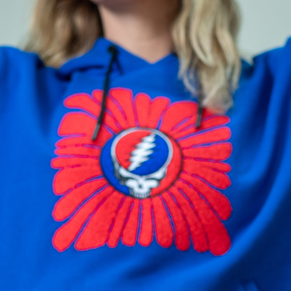Women's Grateful Dead Chenille Embroidery Sun Stealie In Red And Royal Blue - Section 119