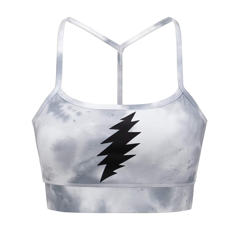 Gd Sports Bra Long Line Tie Dye Black Bolt In Grey And White - Section 119