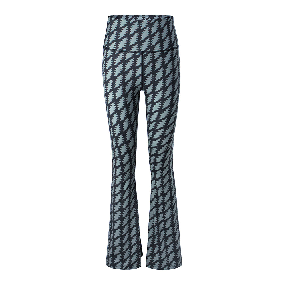 Grateful Dead High Rise Flared Pants All Over Bolt In Grey And Black - Section 119