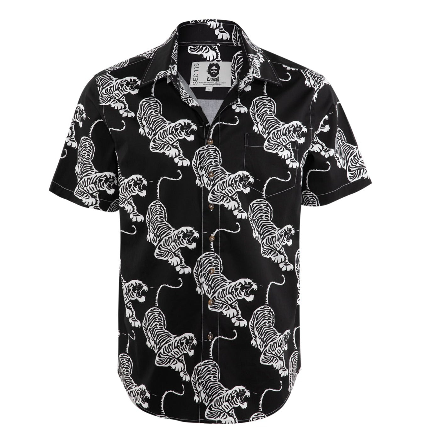 Jerry Garcia Black and White Tiger Short Sleeve Shirt - Section 119