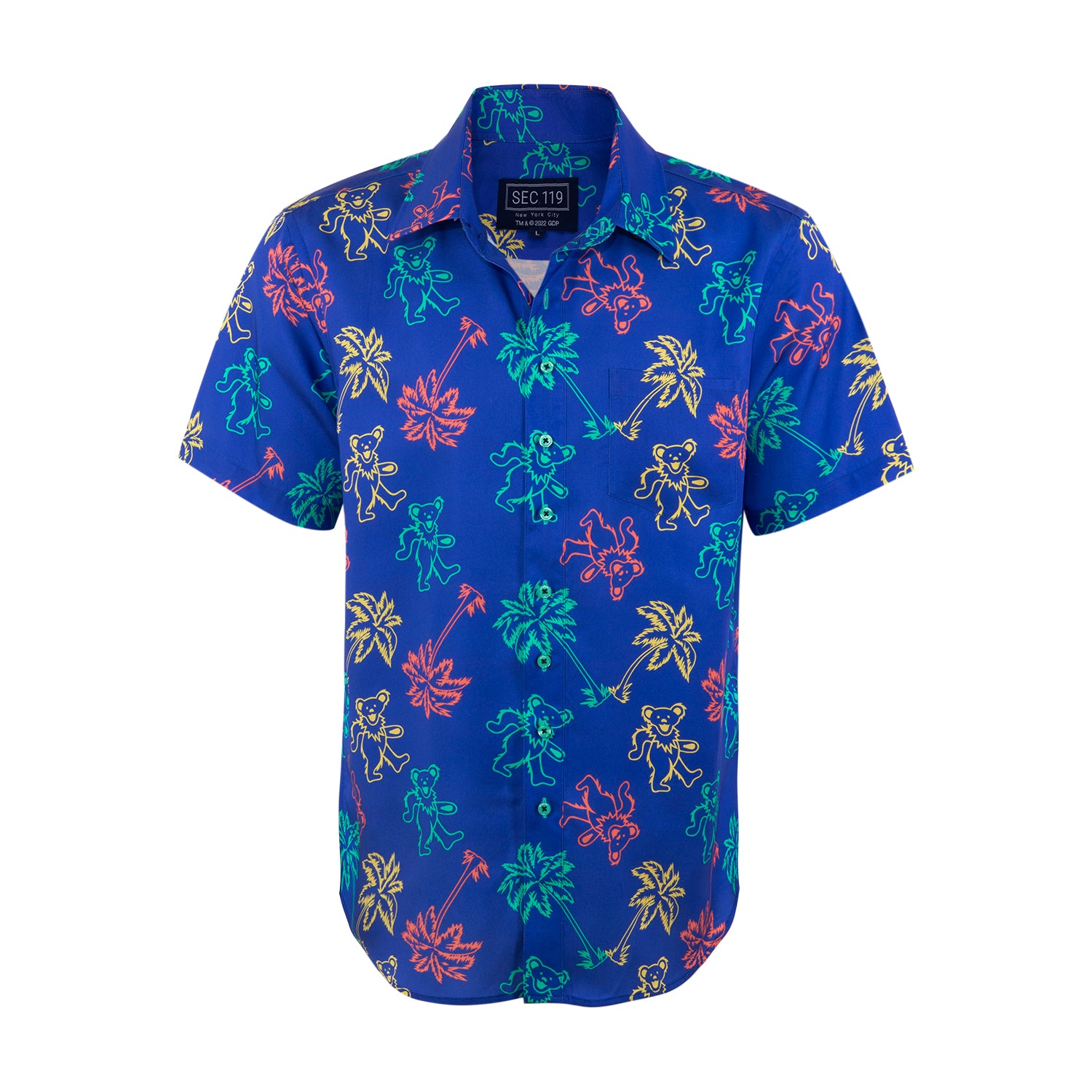 Grateful Dead Short Sleeve Button Down Beach Neon Bears - Section 119