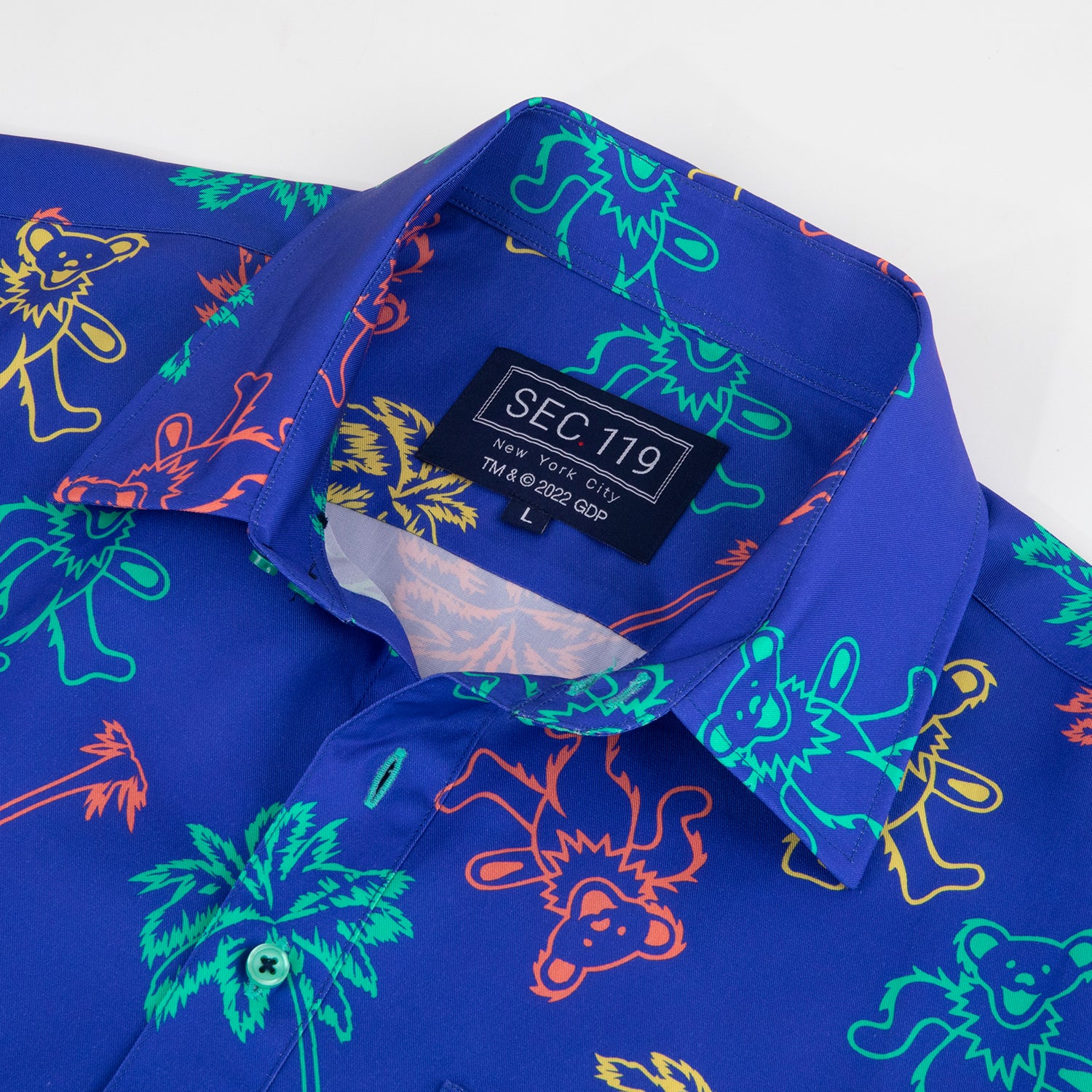Grateful Dead Short Sleeve Button Down Beach Neon Bears - Section 119