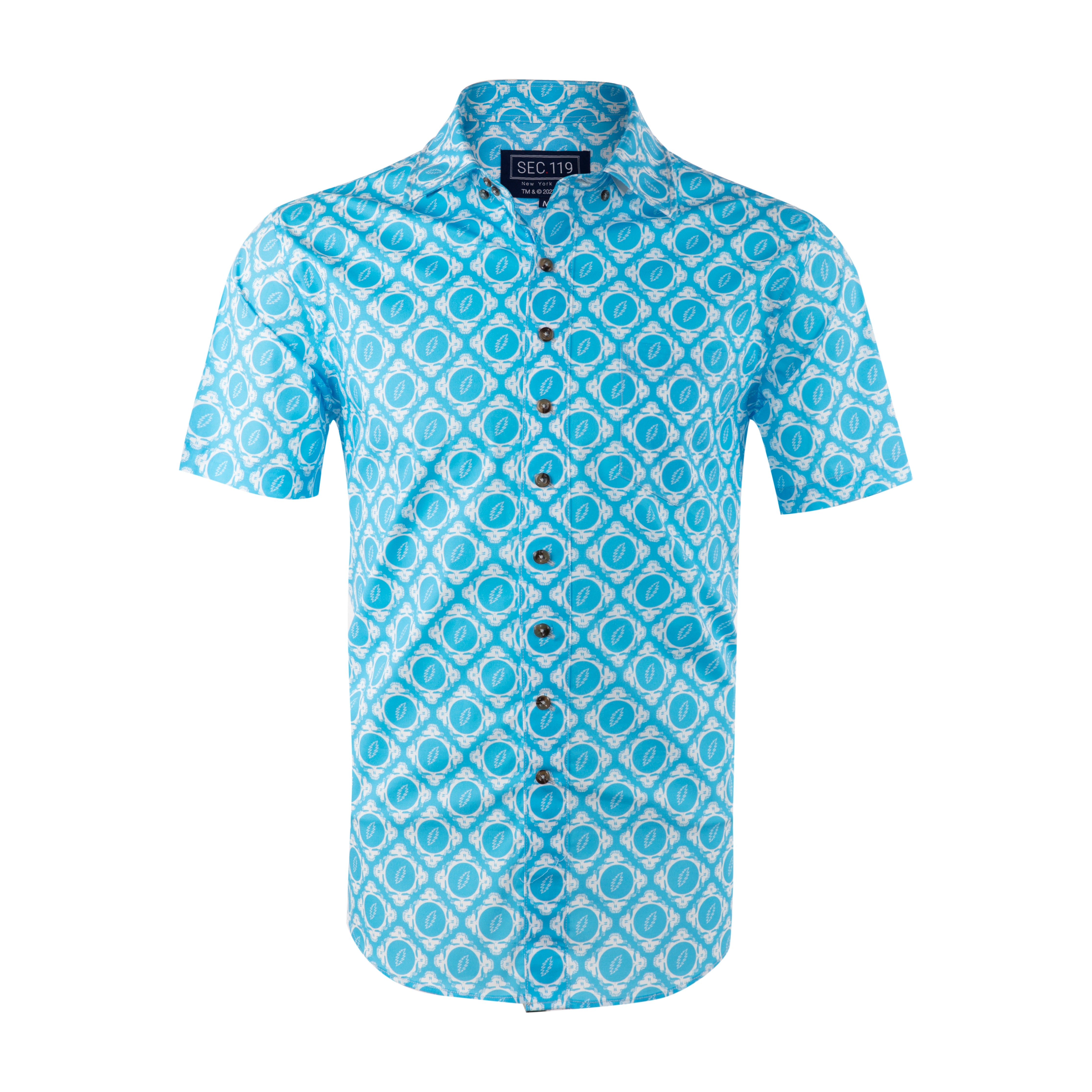 Grateful Dead Light Blue Steal Your Face Short Sleeve Shirt - Section 119