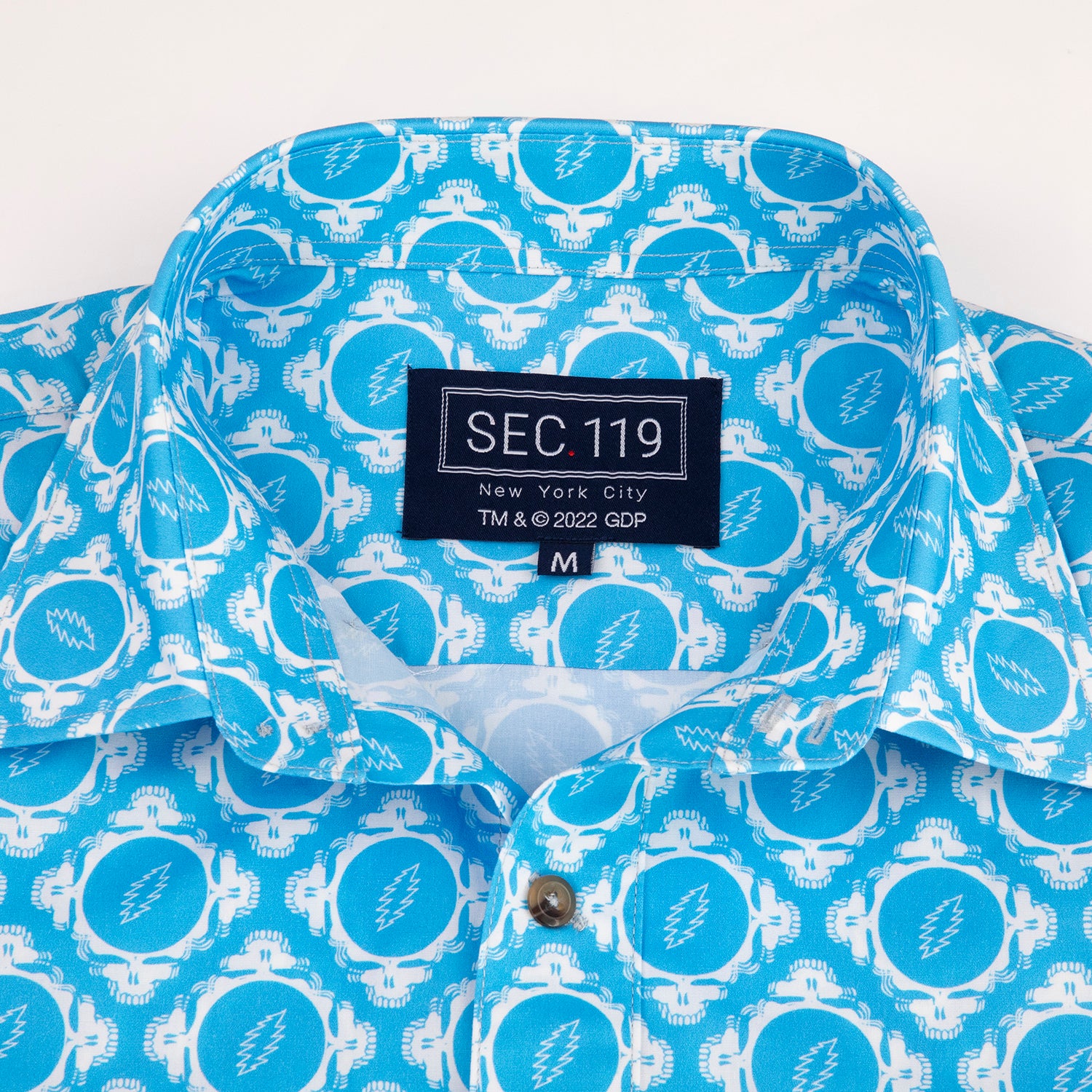 Grateful Dead Light Blue Steal Your Face Short Sleeve Shirt - Section 119