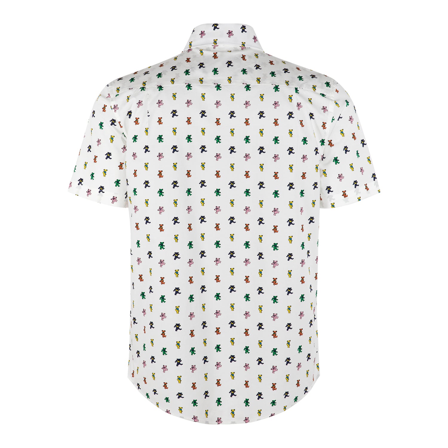 Big and Tall White Dancing Bear Short Sleeve Button Down - Section 119